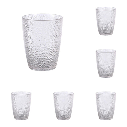 6 Pcs Drinking Tumblers Set of 12 oz, Drinking Glasses,BPA-Free,Stackable Water Cups,Clear Cups for Juice,(Brown)
